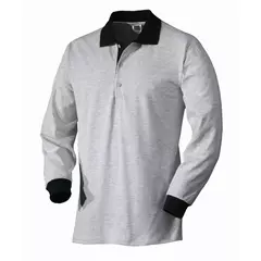 Polo Pique Shirt Langarm weißmelange/schwarz